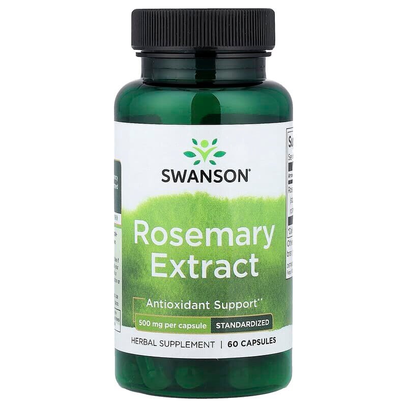 Стандартизований екстракт розмарину Swanson Rosemary Extract 500 mg, 60 капсул