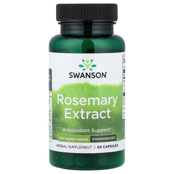 Стандартизований екстракт розмарину Swanson Rosemary Extract 500 mg, 60 капсул
