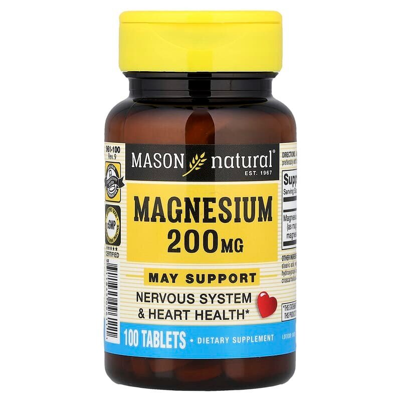 Вітаміни та мінерали Mason Natural Magnesium 200 mg, 100 таблеток. Фото 2