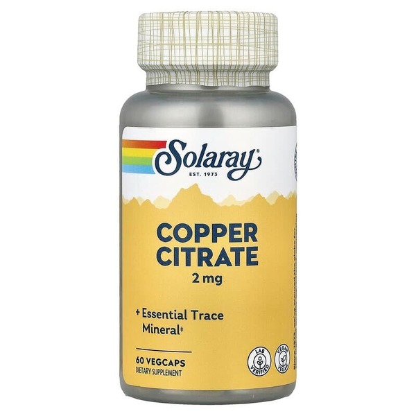 Цитрат міді Solaray Copper Citrate 2 mg, 60 вегакапсул