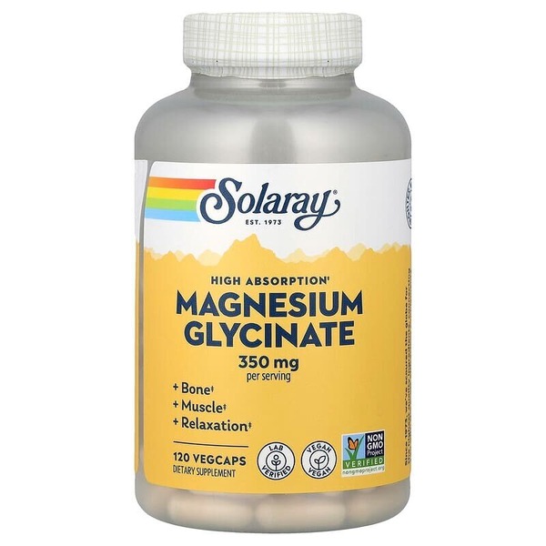 Бісгліцинат магнію Solaray Magnesium Glycinate 350 mg High Absorption, 120 вегакапсул