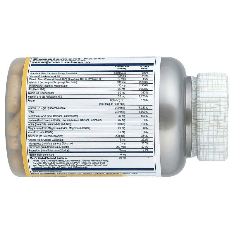 Чоловічий комплекс Solaray Men's Golden Multivitamin, 90 капсул. Фото 2