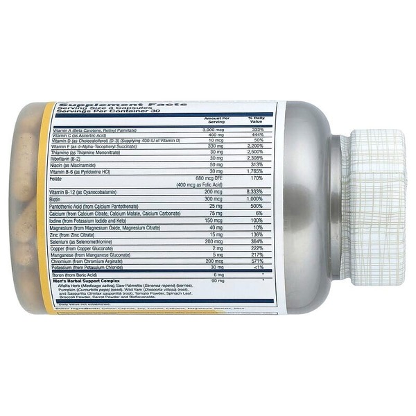 Чоловічий комплекс Solaray Men's Golden Multivitamin, 90 капсул. Фото 2