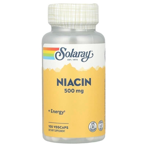Вітамін B3 Solaray Niacin 500 mg, 100 вегакапсул