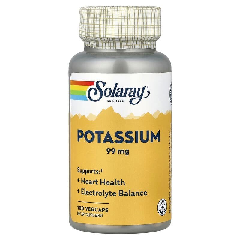 Калій Solaray Potassium 99 mg, 100 вегакапсул