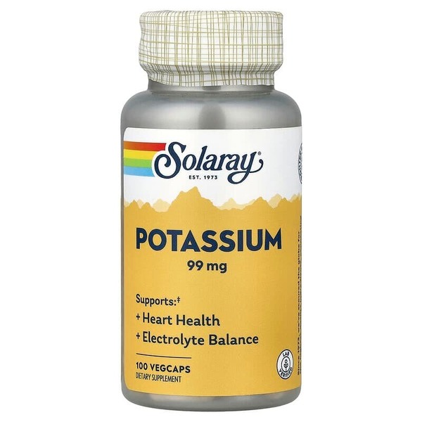 Калій Solaray Potassium 99 mg, 100 вегакапсул