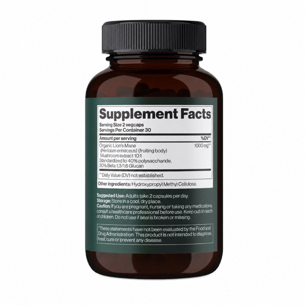 Гриб левова грива Mind Shi Lion's Mane Mushroom 1000 mg, 60 вегакапсул. Фото 2