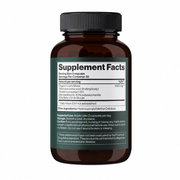 Гриб левова грива Mind Shi Lion's Mane Mushroom 1000 mg, 60 вегакапсул. Фото 2