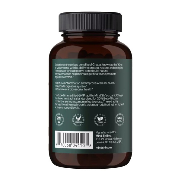 Гриб чага Mind Shi Chaga Mushroom 1000 mg, 60 вегакапсул. Фото 3