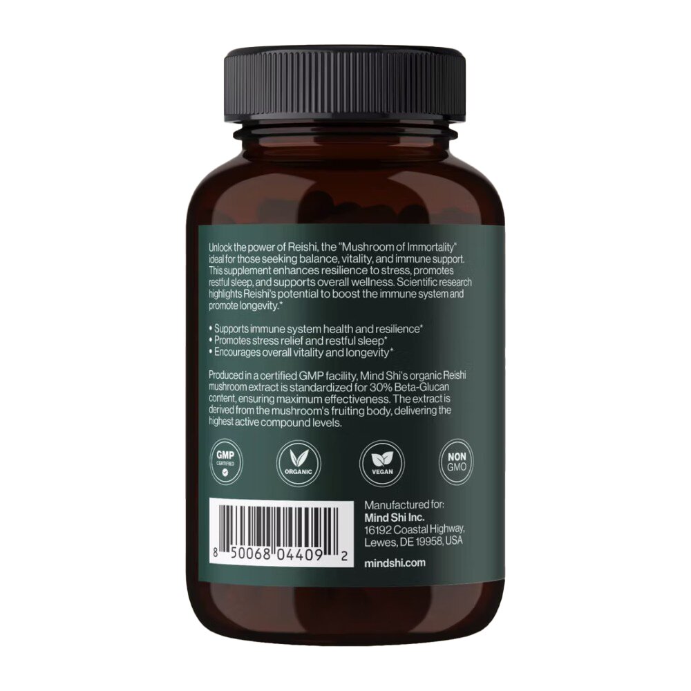 Гриб рейші Mind Shi Reishi Mushroom 1000 mg, 60 вегакапсул. Фото 3