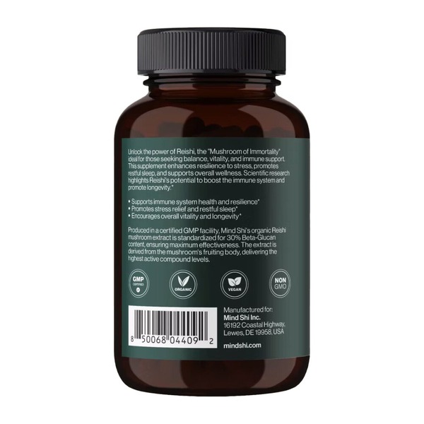 Гриб рейші Mind Shi Reishi Mushroom 1000 mg, 60 вегакапсул. Фото 3