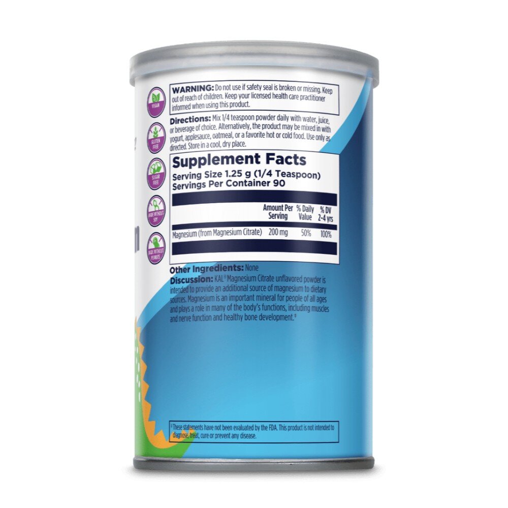 Вітаміни та мінерали KAL Magnesium Powder 200 mg, 112 грам. Фото 2