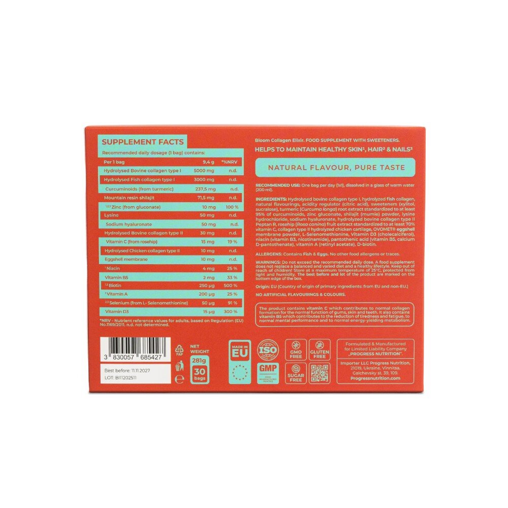 Колаген Progress Nutrition Bloom Collagen, 30 стіків. Фото 2