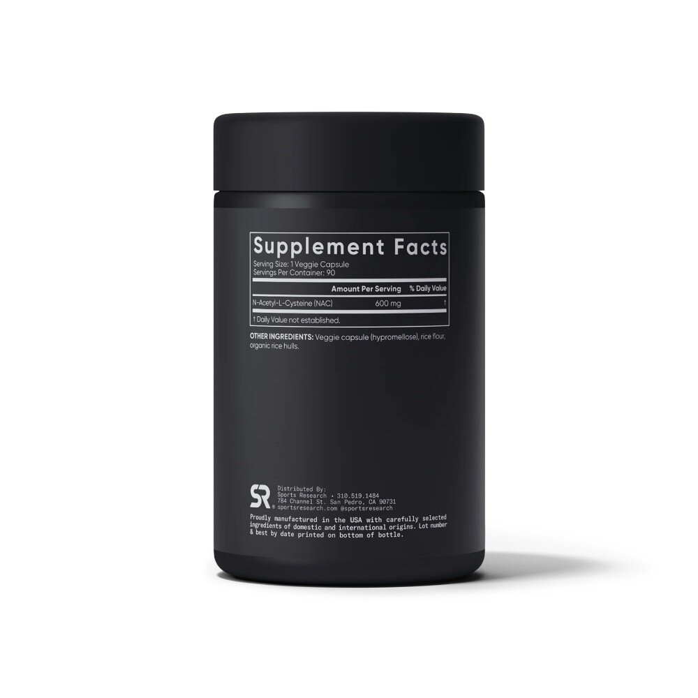 N-ацетил-L-цистеїн Sports Research NAC 600 mg, 90 вегакапсул. Фото 2