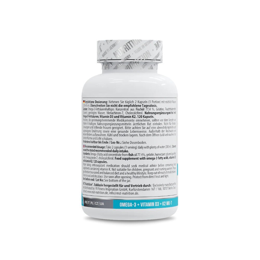 Жирні кислоти MST Nutrition Omega 3 Triglyceride D3 + K2, 120 капсул. Фото 3