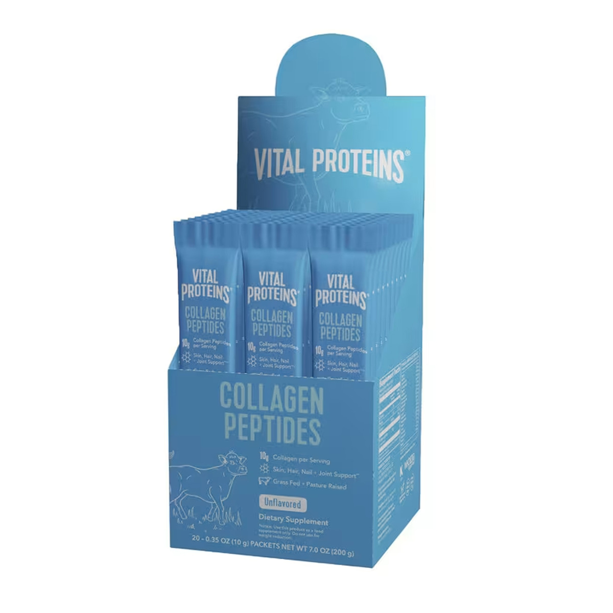 Collagen Peptides - 200g Unflavored (20 Packets) (Повреждена банка). Фото 2