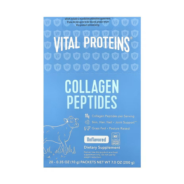 Collagen Peptides - 200g Unflavored (20 Packets) (Повреждена банка)