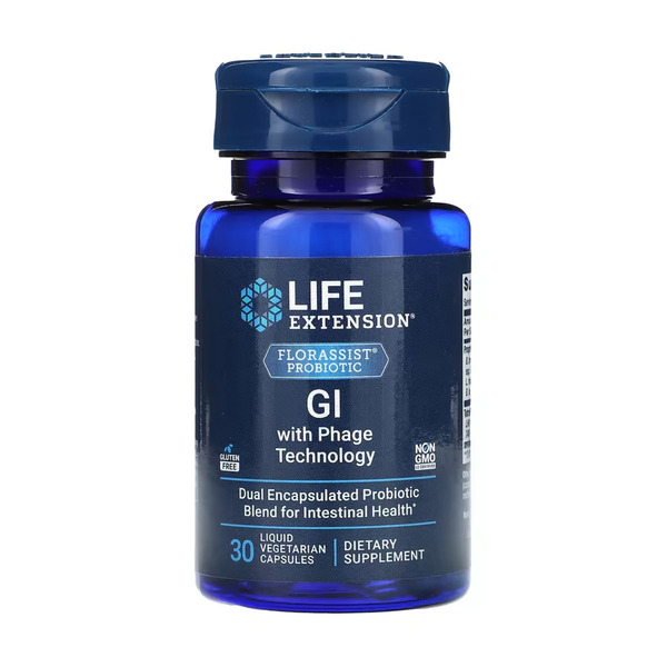 LE FLORASSIST® GI with Phage Technology - 30 vcaps (Повреждена банка)