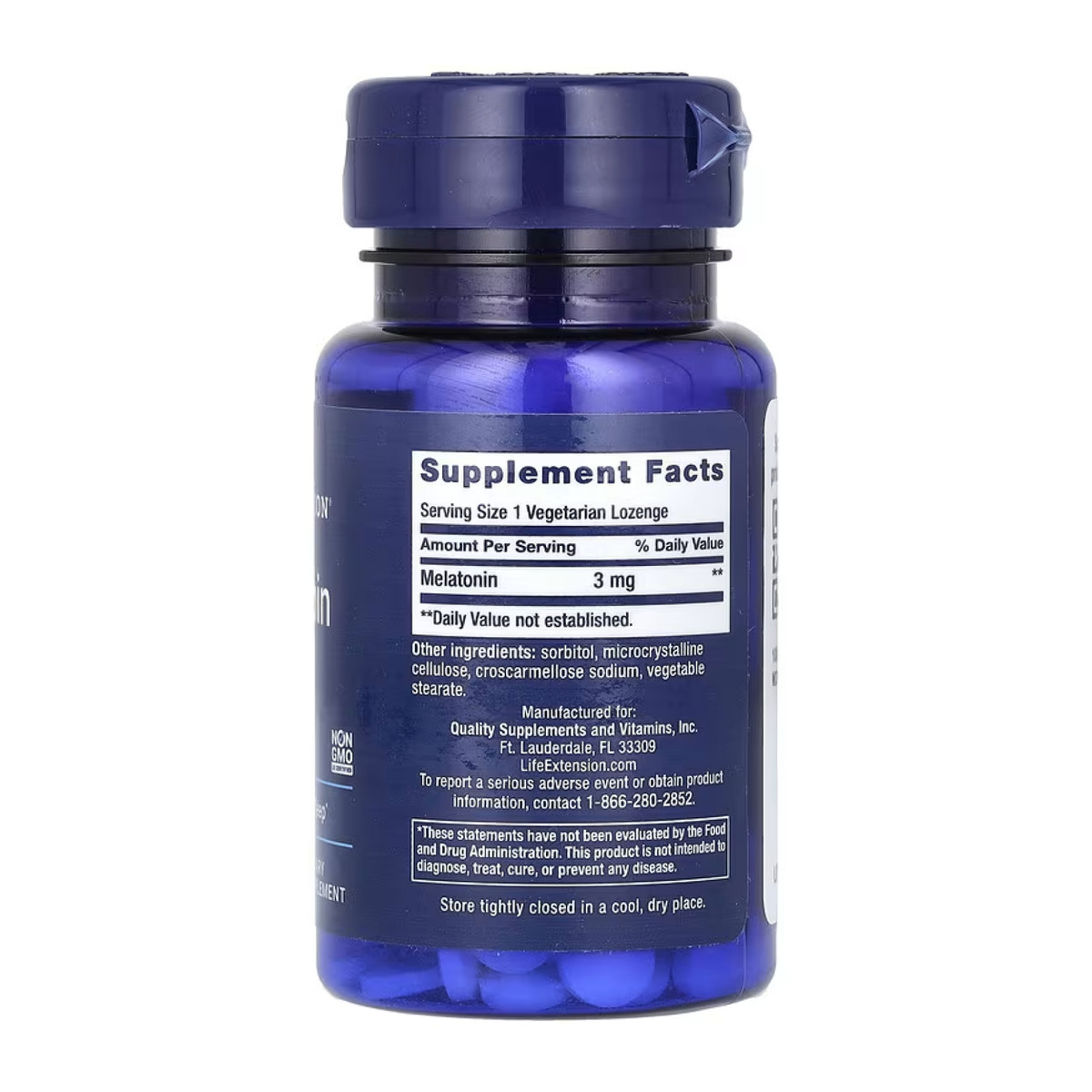 Melatonin 3mg - 60 vegetarian lozenges. Фото 2