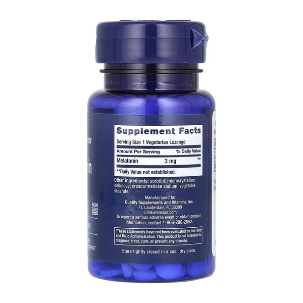 Melatonin 3mg - 60 vegetarian lozenges. Фото 2