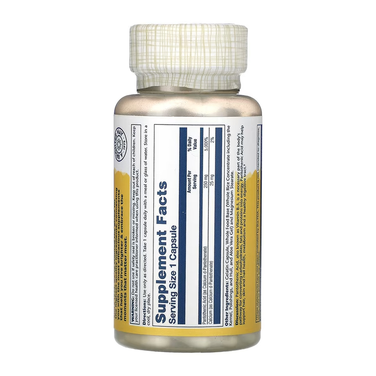 Pantothenic Acid 250mg - 100 caps. Фото 2
