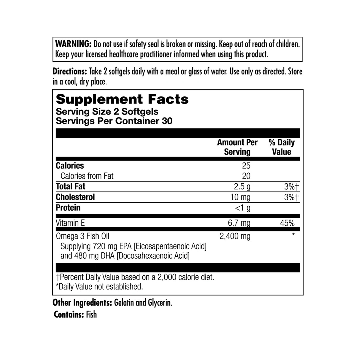 Omega-3 720 EPA / 480 DHA - 60 softgels. Фото 2