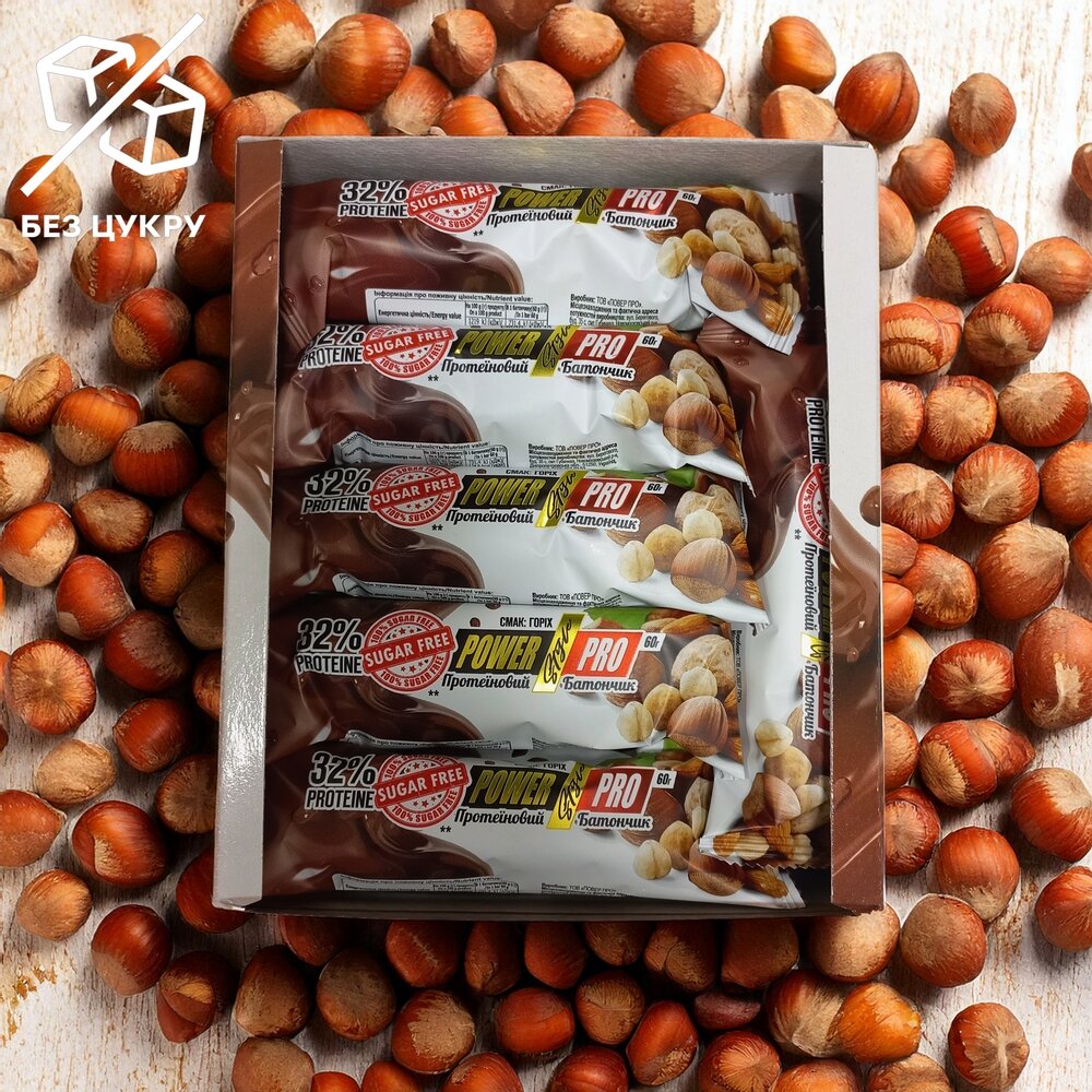 Батончик Power Pro Protein Bar 32% with Nut Sugar Free, 20*60 грам
