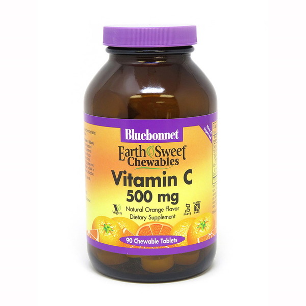 Вітаміни та мінерали Bluebonnet Nutrition Earth Sweet Chewables Vitamin С 500 mg, 90 жувальних таблеток