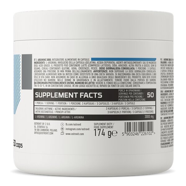 Амінокислота OstroVit Arginine 1000, 150 капсул. Фото 2