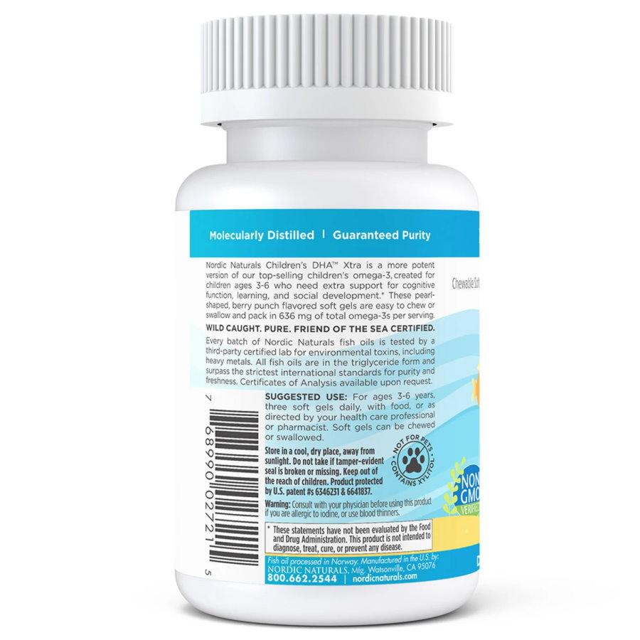 Жирні кислоти Nordic Naturals Children's DHA Xtra, 90 міні капсул ягоди. Фото 3