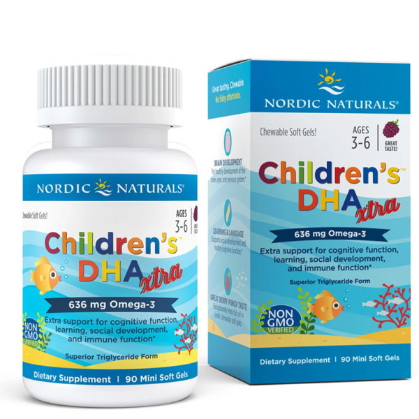 Жирні кислоти Nordic Naturals Children's DHA Xtra, 90 міні капсул ягоди