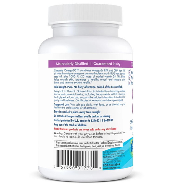 Жирные кислоты Nordic Naturals Complete Omega-D3, 60 капсул лимон. Фото 3