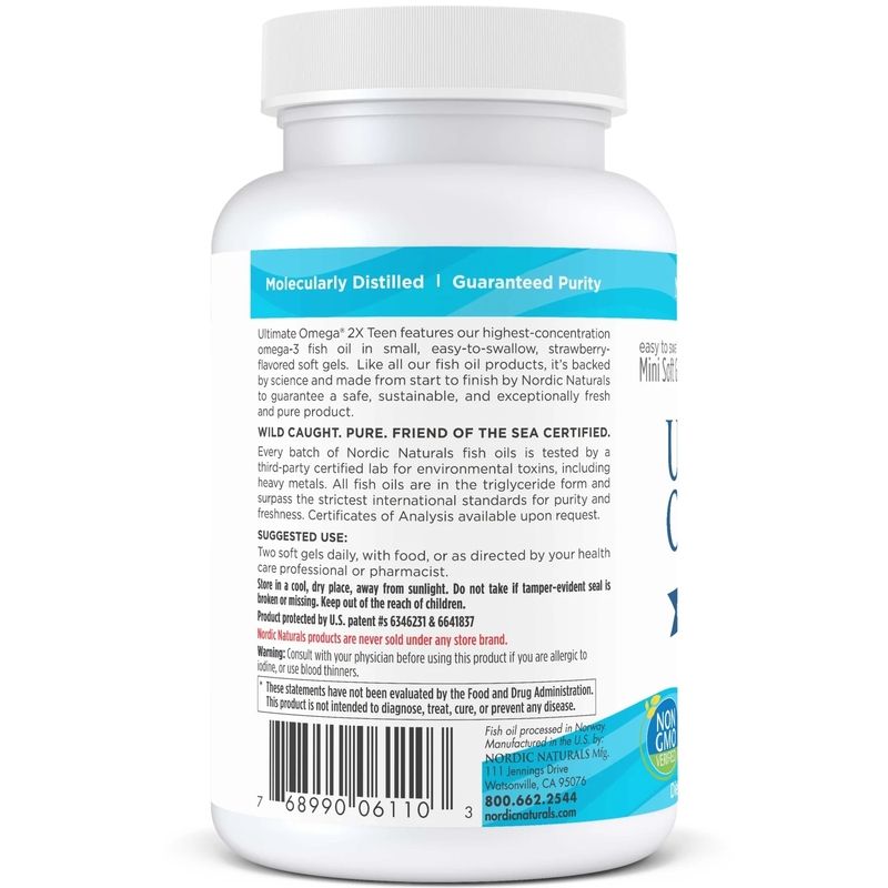 Жирні кислоти Nordic Naturals Ultimate Omega 2X Teen, 60 капсул. Фото 3