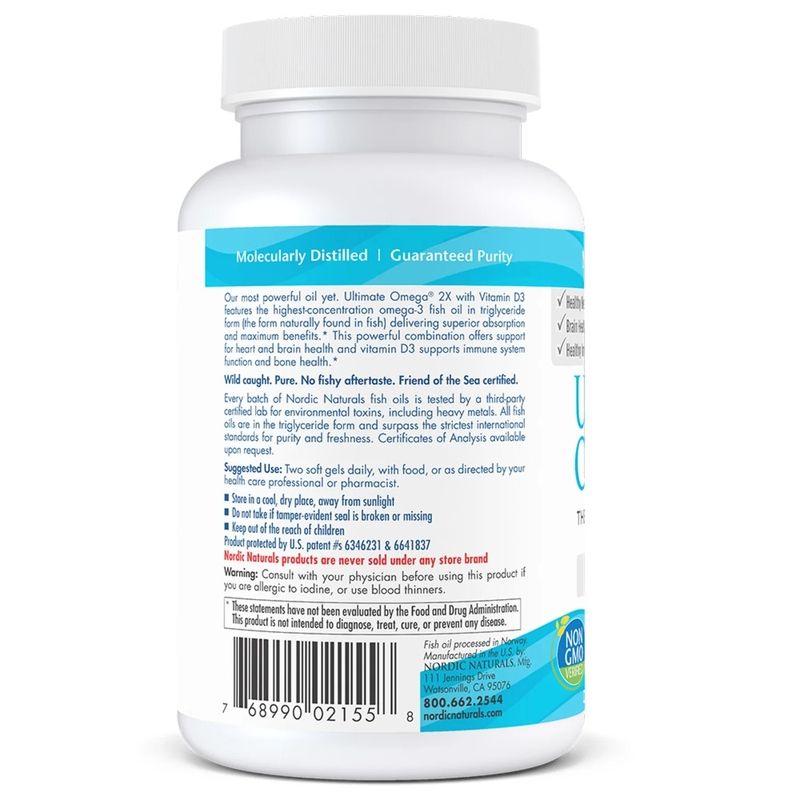 Жирні кислоти Nordic Naturals Ultimate Omega 2X with Vitamin D3, 60 капсул. Фото 3