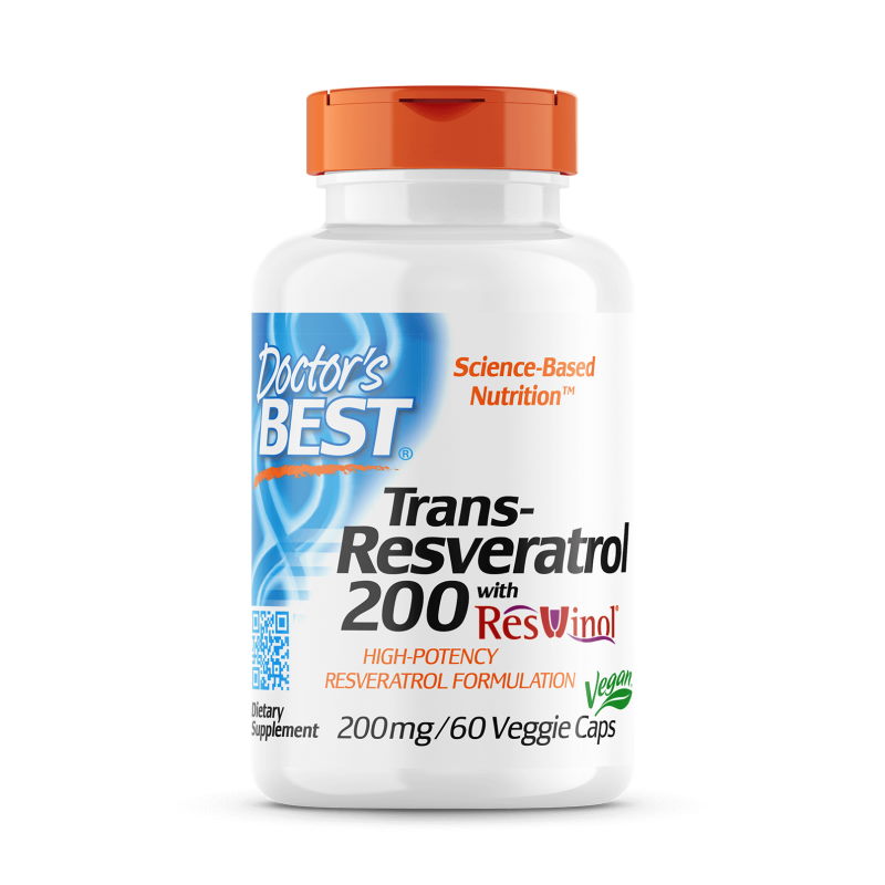 Натуральная добавка Doctor's Best Trans-Resveratrol with Resvinol 200 mg, 60 вегакапсул