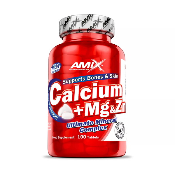 Вітаміни та мінерали AMIX Calcium + Mg and Zn, 100 таблеток