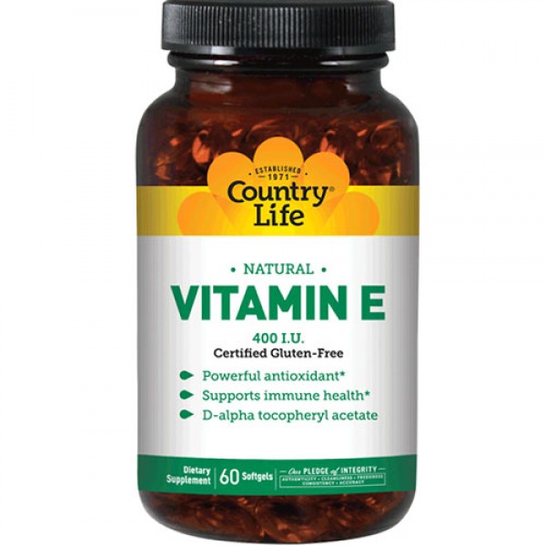 Витамины и минералы Country Life Vitamin E 400 IU Natural, 60 капсул