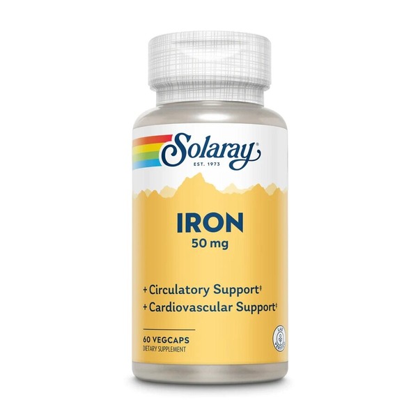 Вітаміни та мінерали Solaray Iron 50 mg, 60 вегакапсул