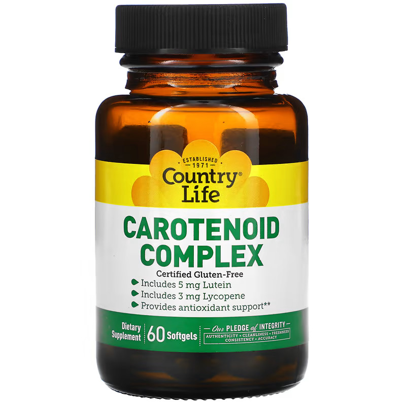 Натуральна добавка Country Life Carotenoid Complex, 60 капсул