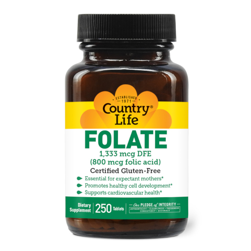 Витамины и минералы Country Life Folic Acid, 250 таблеток
