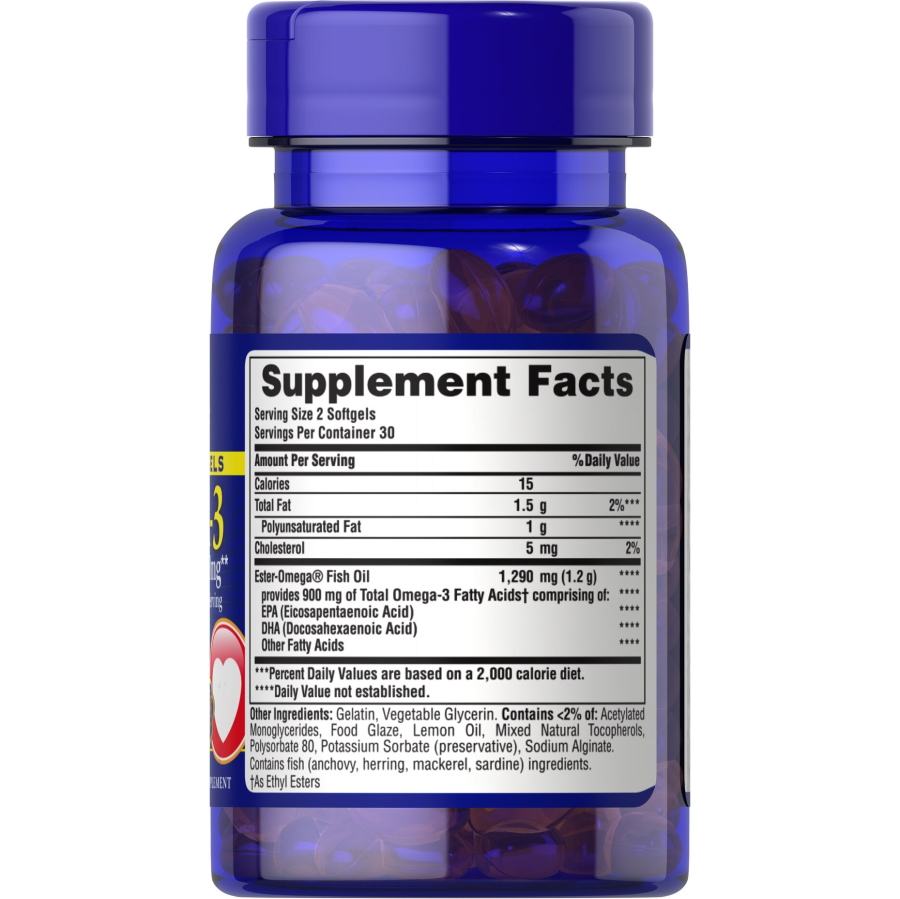 Жирні кислоти Puritan's Pride Omega 3 Fish Oil 1290 mg, 60 міні капсул. Фото 2