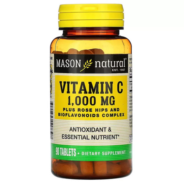 Вітаміни та мінерали Mason Natural Vitamin C 1000 mg with Rose Hips and Bioflavonoids Complex, 90 таблеток