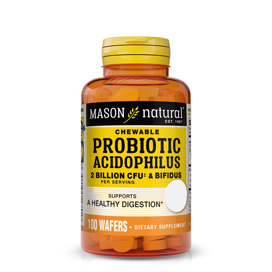 Пробіотики і пребіотики Mason Natural Probiotic Acidophilus with Bifidus 2 Billion CFU, 100 жувальних таблеток