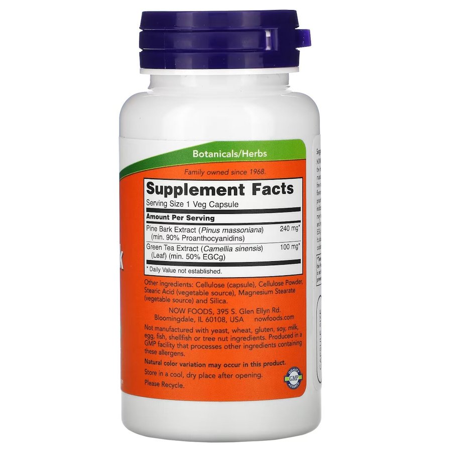 Натуральна добавка NOW Pine Bark Extract 240 mg, 90 вегакапсул. Фото 2