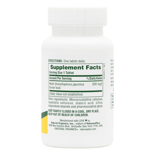 Витамины и минералы Natures Plus Rutin 500 mg, 60 таблеток. Фото 2