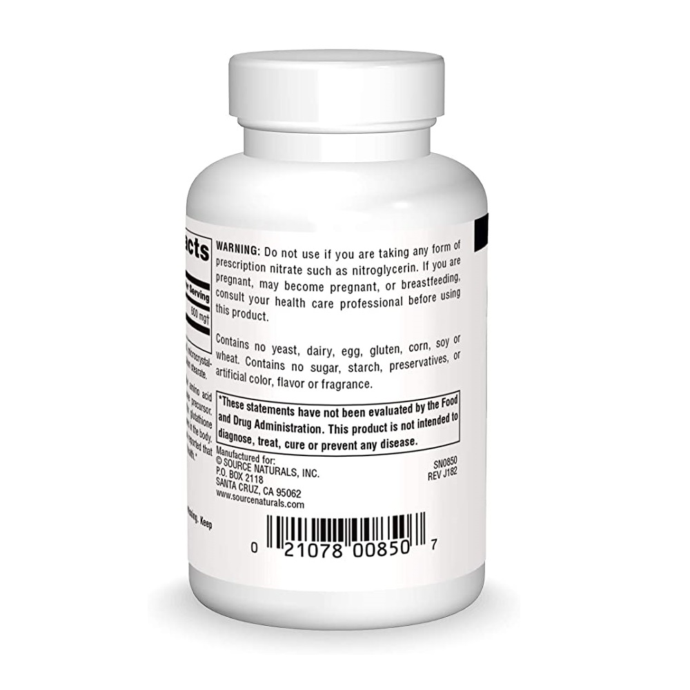 Аминокислота Source Naturals N-Аcetyl Cysteine 600 mg, 60 таблеток. Фото 2