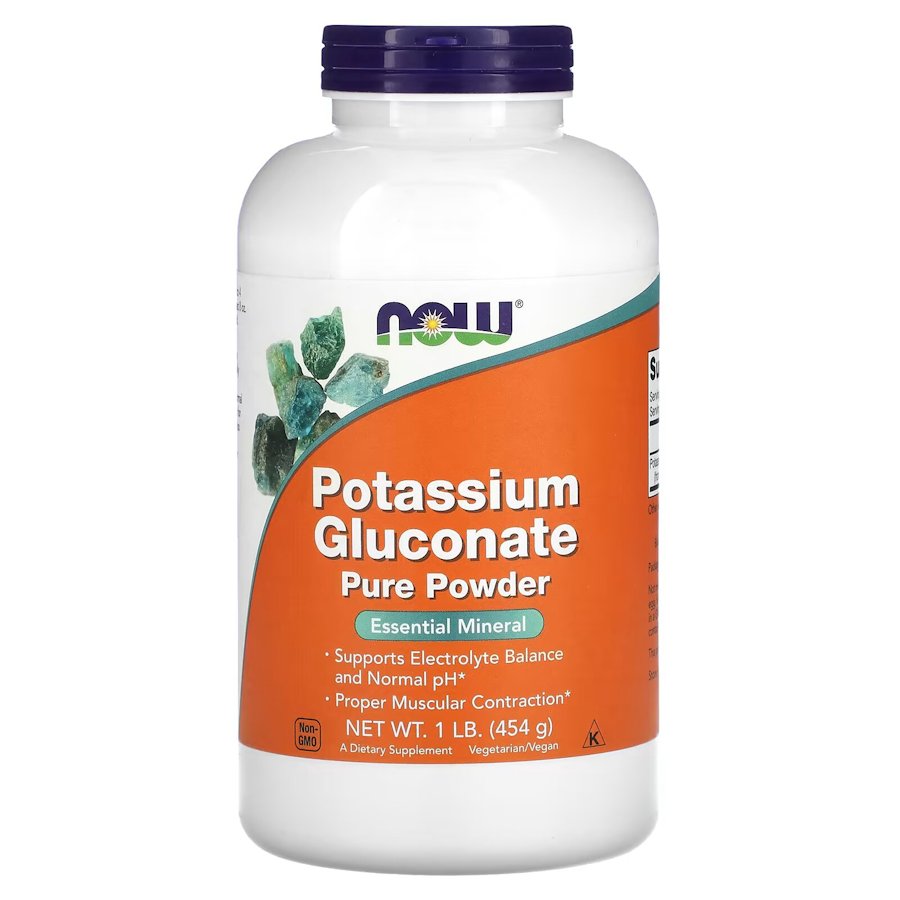 Витамины и минералы NOW Potassium Gluconate Pure Powder, 454 грамм