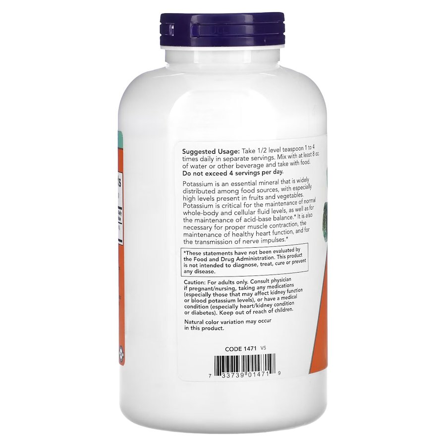Витамины и минералы NOW Potassium Gluconate Pure Powder, 454 грамм. Фото 3