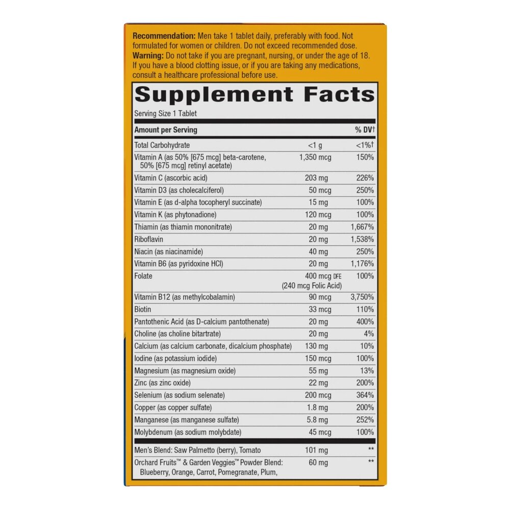 Вітаміни та мінерали Nature's Way Alive! Once Daily Men's 50+ Ultra Potency, 60 таблеток. Фото 3