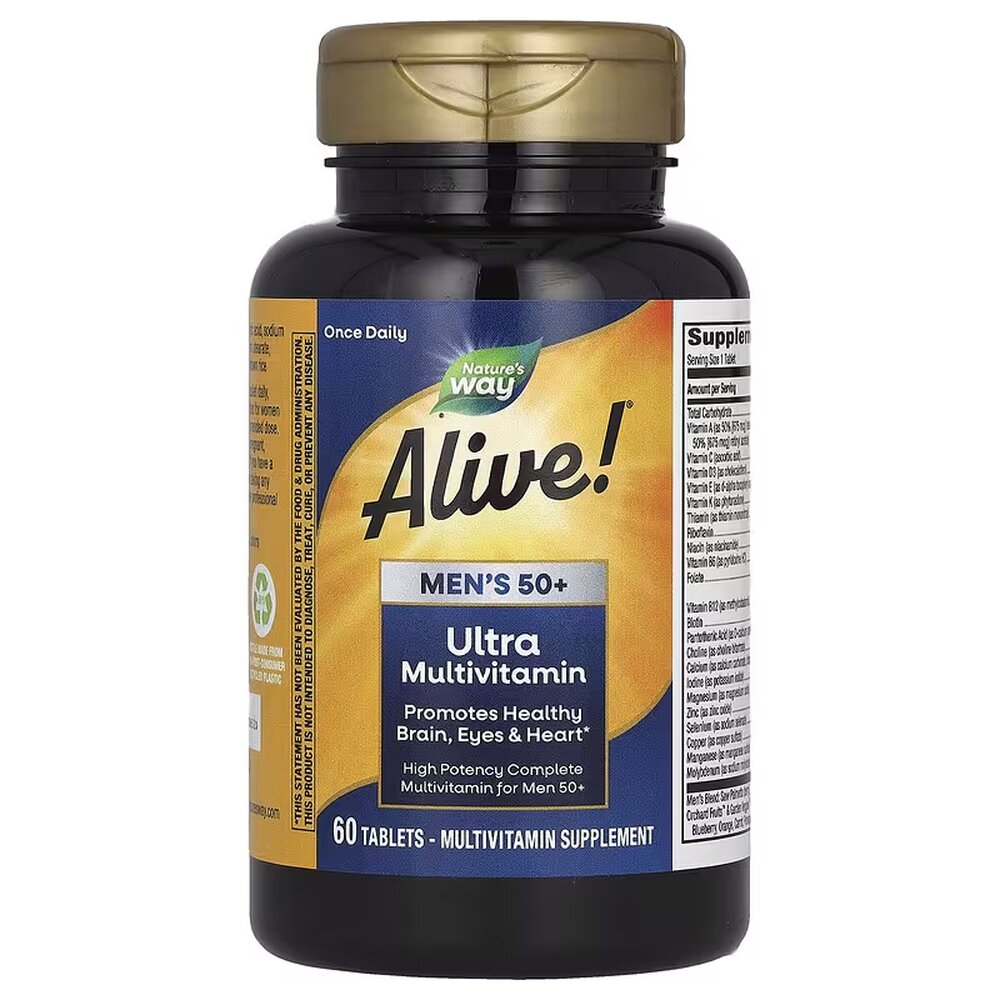Вітаміни та мінерали Nature's Way Alive! Once Daily Men's 50+ Ultra Potency, 60 таблеток. Фото 2